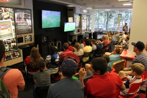 An photo of fans watching the world cup at the Union.